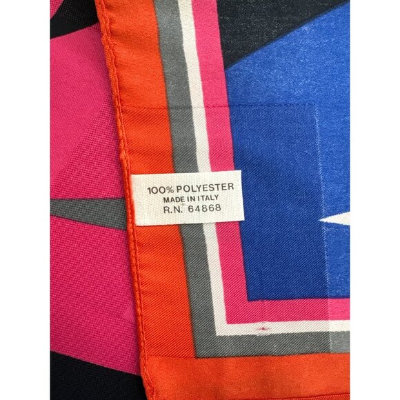 Vintage Italian Abstract Print Polyester Scarf 30" Square Headwear - Picture 3 of 6
